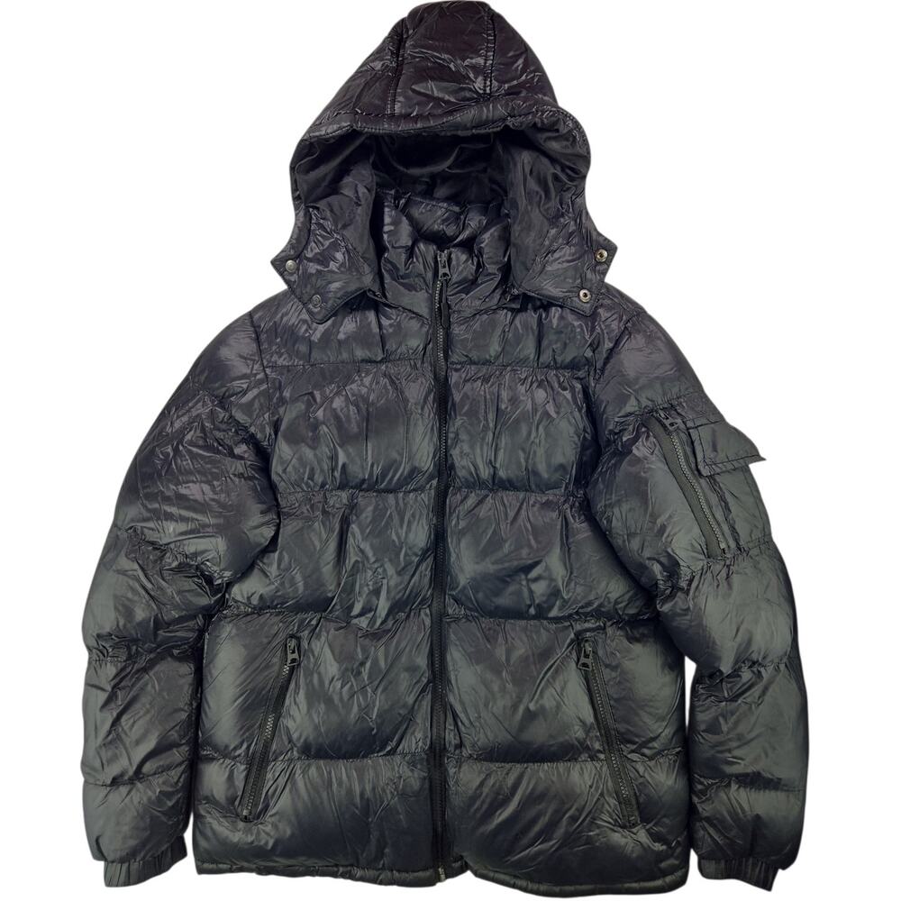 Boohoo Man | Black Puffer Coat with Detachable Hood | Size Small